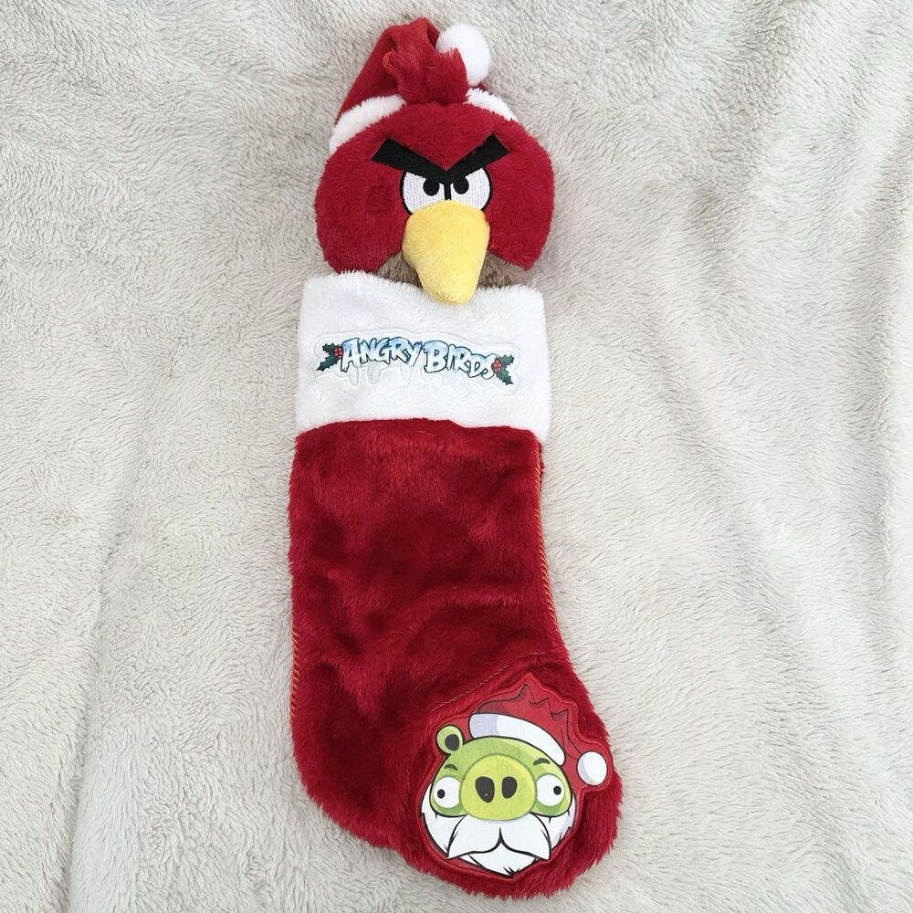 Angry Birds Red Plush Christmas Stocking 20” Plush Head 3D Holiday